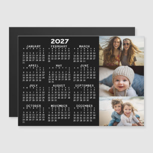 2027 Kalender 3 Fotos Minimal Schwarz Weiß Magnet