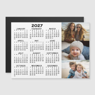2027 Kalender 3 Fotos Minimal Schwarz Weiß Magnet