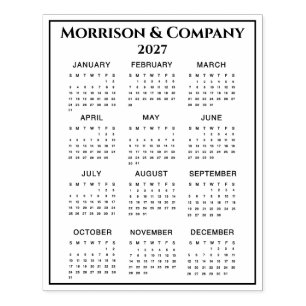 2027 Kalender #3 Vier Zeilen, drei Spalten, Name Gummistempel