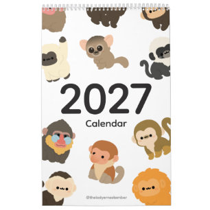 2027 Kalender Affe