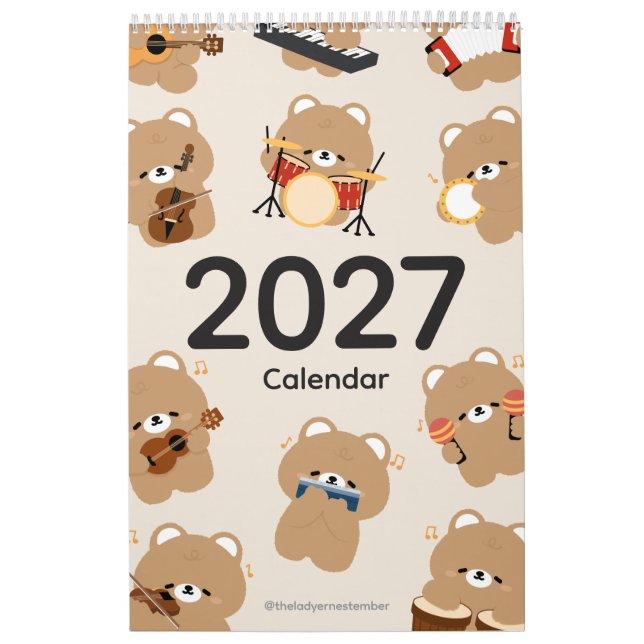 2027 Kalender Bär Musiker (Titelbild)