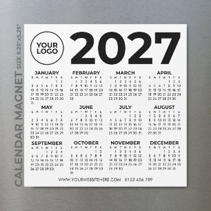 2027 Kalender Basic Einfach Moderne Unternehmenslo Magnetkarte
