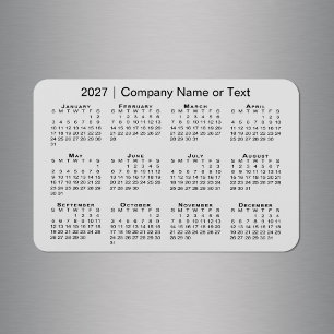 2027 Kalender benutzerdefinierter Text Grau Magnet