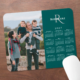 2027 Kalender Benutzerfoto Monogramm Name Türkis Mousepad