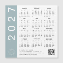 2027 Kalender Blaue Umrandung QR-Code Firmenlogo