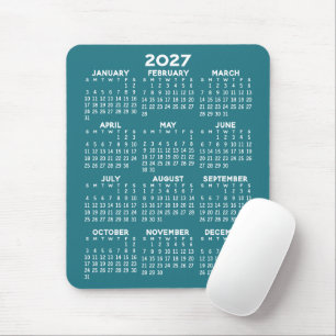 2027 Kalender - blauer Hintergrund - Vertikal Mousepad