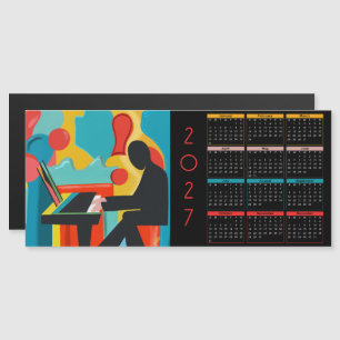 2027 Kalender Der Pianist Original-Ölgemälde Magnetkarte