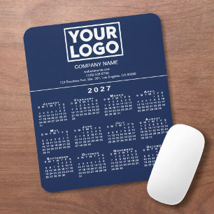 2027 Kalender Firmenlogo Text Navyblau Mousepad