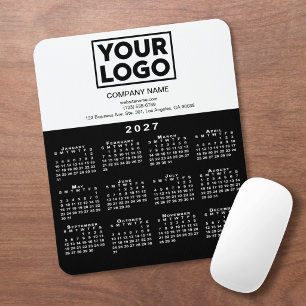 2027 Kalender Firmenlogo Text Schwarz Weiß Mousepad