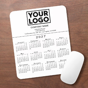 2027 Kalender Firmenlogo Text Weiß Mousepad