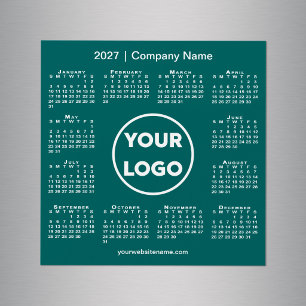 2027 Kalender Firmenlogo Türkgrün Magnet