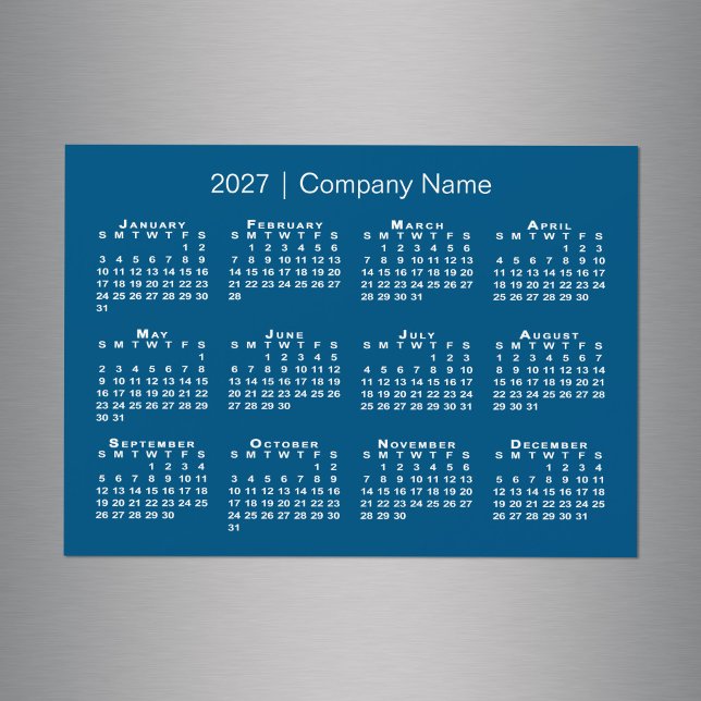 2027 Kalender Firmenname Blau Magnet (2027 Calendar Company Name Blue Magnet in situ)