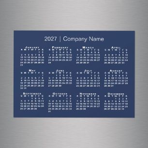 2027 Kalender Firmenname Navy Blau Magnet