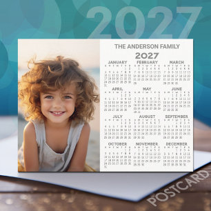 2027 Kalender - Foto Volljahresansicht Modern Postkarte