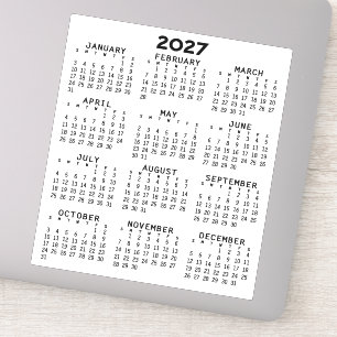 2027 Kalender für das ganze Jahr - Basic Minimal Aufkleber