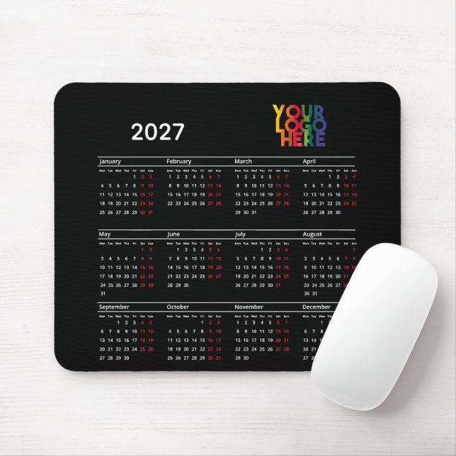 2027 Kalender Geschäft Logo Firmenbüro  Mousepad (Mit Mouse)