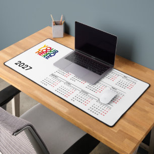 2027 Kalender Geschäft Logo Firmenbüro Weiß Schreibtischunterlage