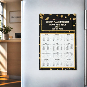 2027 Kalender Geschäft Logo Gold Schwarz Magnet