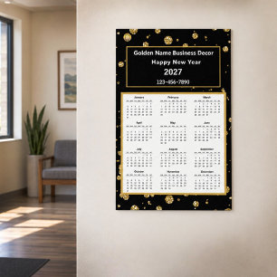 2027 Kalender Geschäft Logo Gold Schwarz Modern    Poster