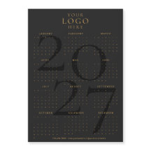 2027 Kalender Geschäft Logo Schwarz Gold Magnet