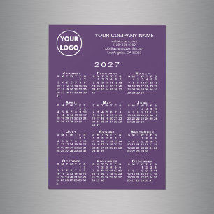 2027 Kalender Geschäft Logo Text Lila Magnet