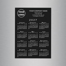 2027 Kalender Geschäft Logo Text Schwarz Magnetkar
