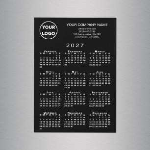 2027 Kalender Geschäft Logo Text Schwarz Magnetkar Magnetkarte