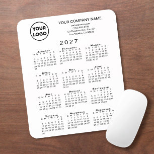 2027 Kalender Geschäft Logo und Text Weiß Mousepad