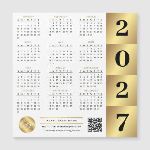 2027 Kalender Gold Business Logo QR Code Marketing Magnetkarte
