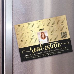 2027 Kalender Gold Immobilien QR-Code Magnet