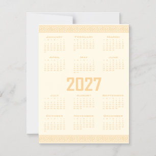 2027 Kalender, Griechisches Fret, Beige auf Cosmic Magneteinladung