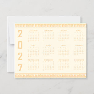2027 Kalender, Griechisches Fret, Beige auf Cosmic Magneteinladung