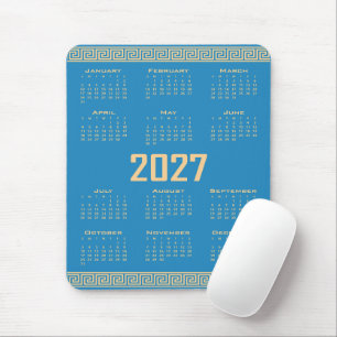 2027 Kalender, Griechisches Fret, Beige auf Kosmos Mousepad