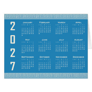 2027 Kalender, Griechisches Fret, Blau, Cosmic Lat
