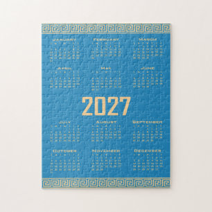 2027 Kalender, Griechisches Mäander, Beige auf Kos