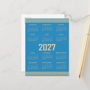 2027 Kalender, Griechisches Mäander, Beige auf Kos Postkarte