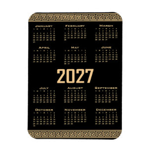 2027 Kalender, Griechisches Mäander, Beige auf Sch Magnet