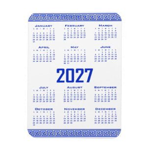 2027 Kalender, Griechisches Mäander, Griechisch Bl Magnet