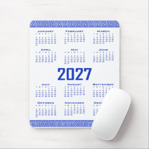 2027 Kalender, Griechisches Mäander, Griechisch Bl Mousepad