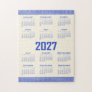 2027 Kalender, Griechisches Mäander, Griechisches