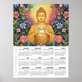 2027 Kalender, groß, Buddha / Herz des Lichts Poster