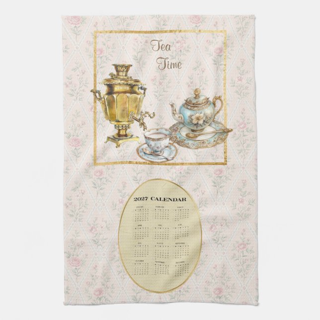 2027-Kalender-Handtuch Teezeit oder benutzerdefini Geschirrtuch (Vertikal)