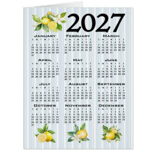 2027 Kalender im italienischen Stil Zitronen Blaue