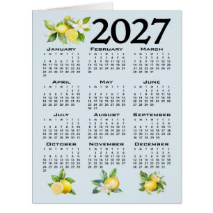 2027 Kalender im italienischen Stil Zitronen blaue