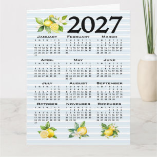 2027 Kalender im italienischen Stil Zitronen Blaue Karte