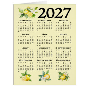 2027 Kalender im italienischen Stil Zitronen Gelb