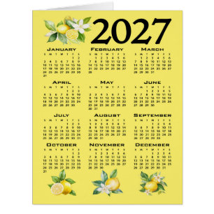 2027 Kalender im italienischen Stil Zitronen Gelb