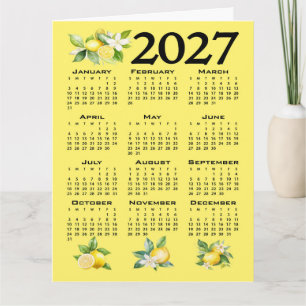 2027 Kalender im italienischen Stil Zitronen Gelb Karte