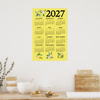 2027 Kalender im italienischen Stil Zitronen Gelb