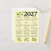 2027 Kalender im italienischen Stil Zitronen Gelb